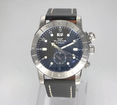 Glycine Airman GMT 42mm GL0150 Big Date Black Men's Swiss Quartz Watch - Image 1 of 4