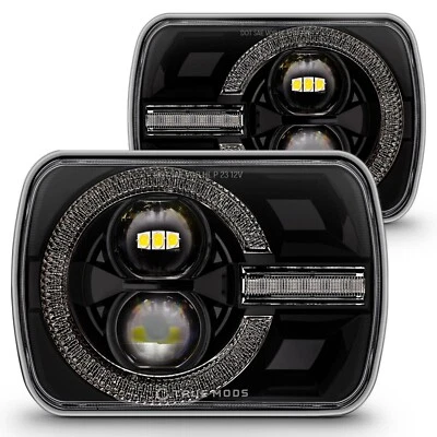 Faros LED negros 5x7 7x6 para Jeep Wrangler YJ Cherokee XJ Ford Chevy Toyota Foto 1 de 4