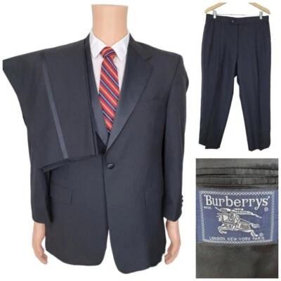 Burberry 2 Piezas Esmoquin Para Hombres 41S Negro Traje Chaqueta Abrigo Pantalones 35x26.5 De Colección Foto 1 de 4