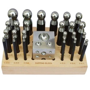 Juego de 24 piezas de bloques de cúpula y punzones con soporte Kit de herramientas de modelado de metal para dapping de acero - Imagen 1 de 3