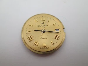 Máquina y esfera Bulova. Cuarzo. 9 gemas. Dial dorado. Suiza. 1990 - Imagen 1 de 4
