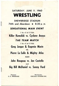 WRESTLING PROGRAM 6/11/1960 SHEWBRIDGE STADIUM KILLER KOWALSKI VS CYCLONE ANAYA - Picture 1 of 2