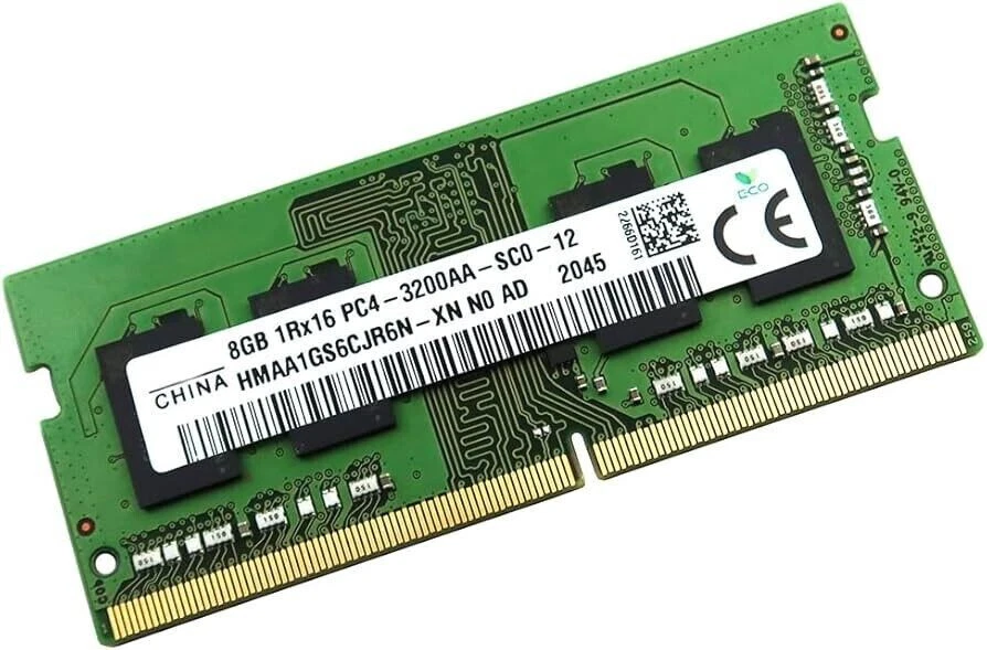 SK Hynix Memoria RAM da 8 GB SODIMM DDR4 3200 PC4 1Rx16 HMAA1GS6CJR6N-XN SO-DIMM - Immagine 1 di 1
