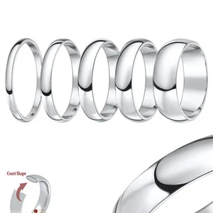 Palladium Wedding Ring Court Shaped Solid & Hallmarked Comfort Shaped - Picture 1 of 10