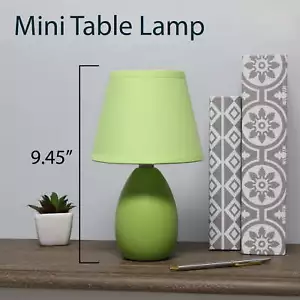 Corded Electric,Simple Designs Mini Egg Oval Ceramic Table Lamp, Green,Bedroom - Picture 1 of 10