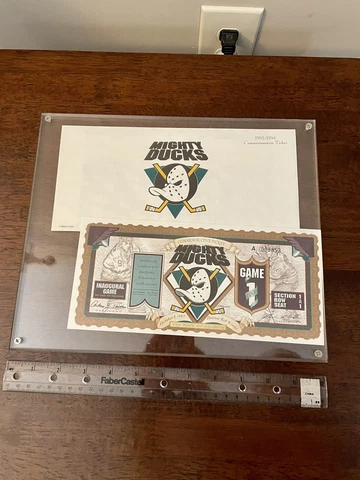 VTG 1993 Anaheim Ducks Inaugural Commemorative Game Ticket Clear Protected Case Cover