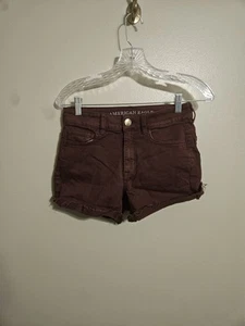 American Eagle AEO Shorts Womens Super Super Stretch Maroon Hi-Rise Denim SIze 2 - Picture 1 of 10