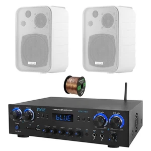 Pyle PDA77BU 4 Canales Home Audio Receptor Bluetooth, 2x 4" Altavoz Blanco, Cable - Imagen 1 de 8