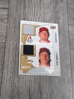 TARJETA JERSEY USADA RANDY JOHNSON/BRANDON WEBB DOBLE JUEGO. #371/400. Foto 1 de 2