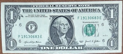 Series 2021 $1 FRN ~ F19130683E FLIPPER Serial Number  - Image 1 of 2