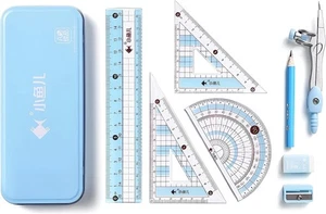 Juego de matemáticas para estudiantes con caja de almacenamiento irrompible/8 piezas brújula, juego de geometría - Imagen 1 de 9