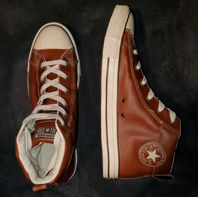 Scarpe Converse All Star uomo taglia 11 pelle marrone alte stringate vintage 136420C - Immagine 1 di 4