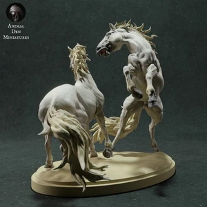 Camargue Horse Stags Fight – 3D Printed Model- Unpainted- Animals Miniatures - Imagen 1 de 4