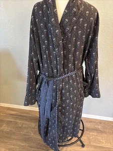 Robert Graham Mens S/M Gray Skeleton Robe Belted Bathrobe - Imagen 1 de 6