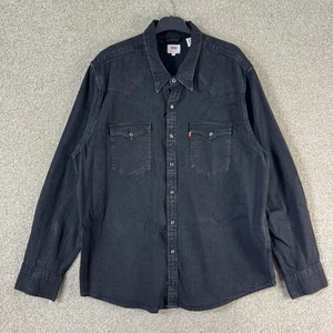 Levis Denim Overshirt 2XL XXL Schwarz Denim Western Cowboy Hemd Pearl Snap - Bild 1 von 11