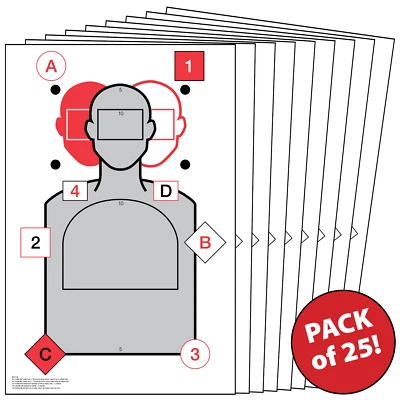 FREEDOM GUN TARGETS 25 Paper Shooting Targets Gun Range Rifle Pistol Handguns Hostage Trainer 23x35