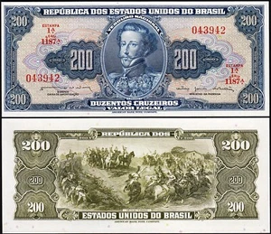 Brazil 200 Cruzerios 1964, UNC, P-171b, Sign 13, Estampa 1A - Picture 1 of 3