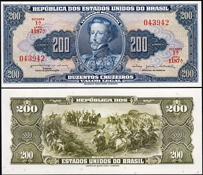 Brazil 200 Cruzerios 1964, UNC, P-171b, Sign 13, Estampa 1A - Image 1 of 3