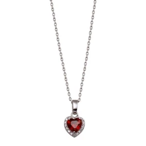 Collar de plata esterlina .925 rojo halo colgante corazón enchapado en rodio - Imagen 1 de 1