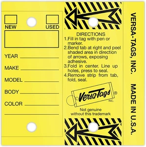 Self Laminating Self Protecting Versa Tags Key Tags with Rings (250 per Box) (Ye - Picture 1 of 12