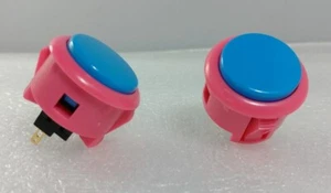 2 x Japan Sanwa Mix Buttons Pink Blue OBSF-30-P/B Video Arcade Parts - Picture 1 of 3
