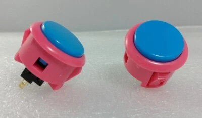 2 x Japan Sanwa Mix Buttons Pink Blue OBSF-30-P/B Video Arcade Parts - Image 1 of 3
