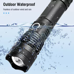 Waterproof USB Rechargeable LED Telescopic Zoom Flashlight Night Camping Torch - Picture 1 of 12