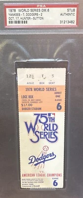 Psa 1978 World Series Game 6 Ticket Reggie Jackson Yankees Clinch 22nd Title - Image 1 of 4