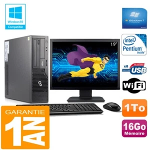 PC Fujitsu Esprimo E500 E85+ SFF Intel G640 16Go Disque 1 To Wifi W7 Ecran 19" - Photo 1/1