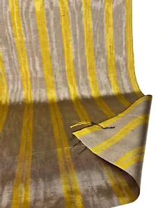 Moire Bronze-Yellow Striped Silk Luxurious Upholstery Ottoman Fabric By 2 Meter - Picture 1 of 8