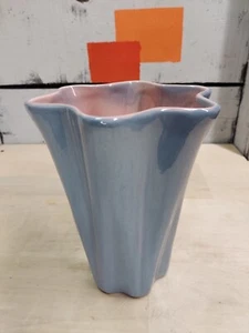 Red Wing Pottery Vase #887 Blue with Pink interior - Picture 1 of 9