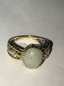 Dragon Motif 14K Yellow Gold Jade Ring Sz 5 - 4 Grams - Picture 1 of 11