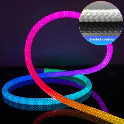 2m 360° Round RGB LED Neon Flex Rope Strip Lights 5V Waterproof Home Party Decor - Image 1 of 4