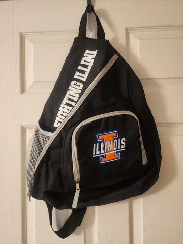 University Illinois Fighting Illini College Football Team Sling Backpack Black Cover