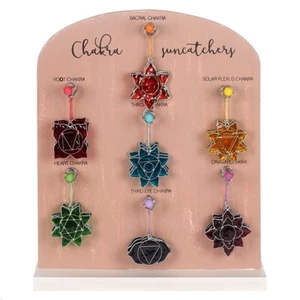 Chakra Symbol Mini Suncatchers Root Solar Plexus Throat Third Eye Sacral Heart - Picture 1 of 8