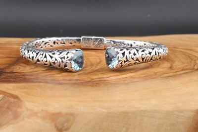 Handcrafted 925 Sterling Silver Bracelet with Blue Topaz - Imagem 1 de 4