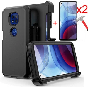 For Motorola Moto G Power 2021 Rugged Case Tempered Glass Belt Clip Fit Otterbox - Photo 1 sur 17