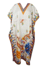 Boho Maxi Caftan Dress Floral Print Beach Cover Up Resort Wear Hippie Kaftan 2X