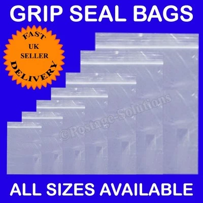 Grip Seal Bag Resealable Clear Plastic ZIP LOCK Polythene Good for Food Freeze - Image 1 of 4
