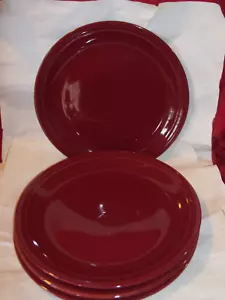 4) THOMSON POTTERY DINNER PLATES RED BURGUNDY ...NEW! - Picture 1 of 2