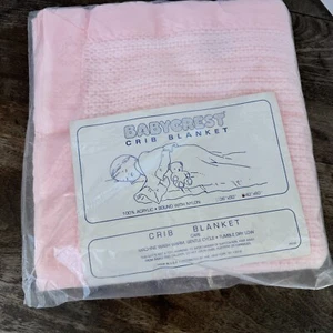 NUEVO EN PAQUETE Manta Cuna Rosa BABYCREST Vintage Años 70 Tejido Waffle 40X60 Regalo Baby Shower - Imagen 1 de 5