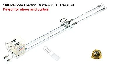 10' Remote Electric Motorized Window Curtain Dual Track for Sheers and Draperies - Image 1 of 4