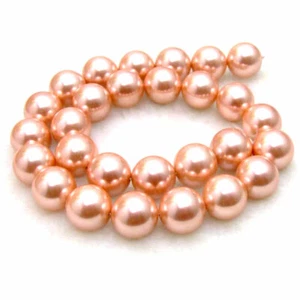 Perline sfuse 14 mm rotonde rosa conchiglia di mare perle per fare gioielli fai da te fili 15" - Foto 1 di 3