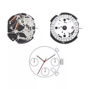 HATTORY VD53B complete movement quartz watch Japan CALENDARIO A LAS 4H /3H - Photo 1 sur 4