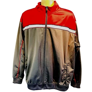 Athletic Works Track Jacket Zip Colorblock Red Gray Reflective XL Mens Run Y2K - Picture 1 of 12