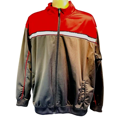 Athletic Works Track Jacket Zip Colorblock Red Gray Reflective XL Mens Run Y2K - Image 1 of 4