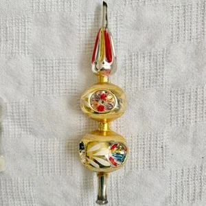 "Topper de árbol de Navidad sangría dorado vidrio mercurio triple mica 10"" pintado de colección" - Imagen 1 de 11