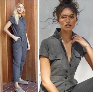OUTERKNOWN S.E.A. Suit Modified Cap Sleeve Utility Romper Jumpsuit M Storm $168 - Picture 1 of 11