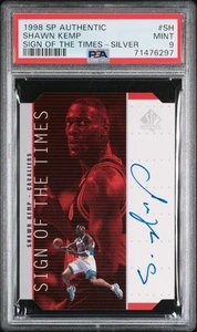 Shawn Kemp PSA 9 1998-99 UD SPA Silver Sign of Times Silver Auto Pop 10 - 2 10s - Picture 1 of 4