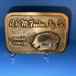 Vtg R & M Feeder Pig Co. - Conrad, Iowa - Belt Buckle - Farm Ag Swine Pork - Picture 1 of 6
